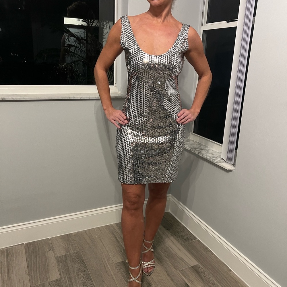 Cleo Silver Sequin Mini Dress